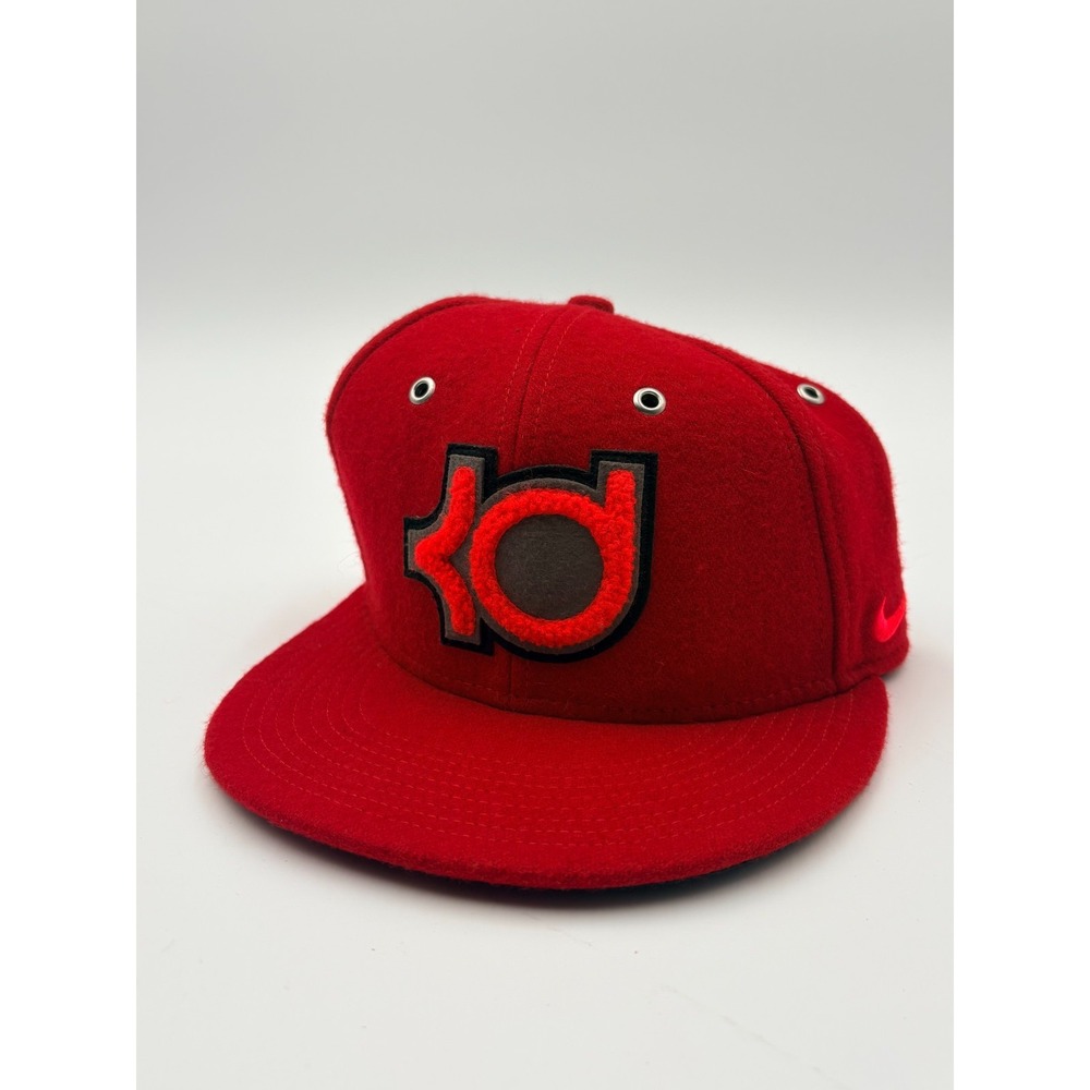 Nike True Kevin Durant KD Men's Baseball Cap Red Metal Eyelet Leather Strapback